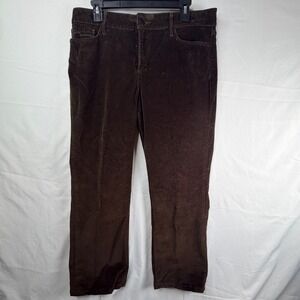 NYDJ Brown Corduroy Pants Womens Size 12 Straight Leg Mid Rise Five Pocket 1263